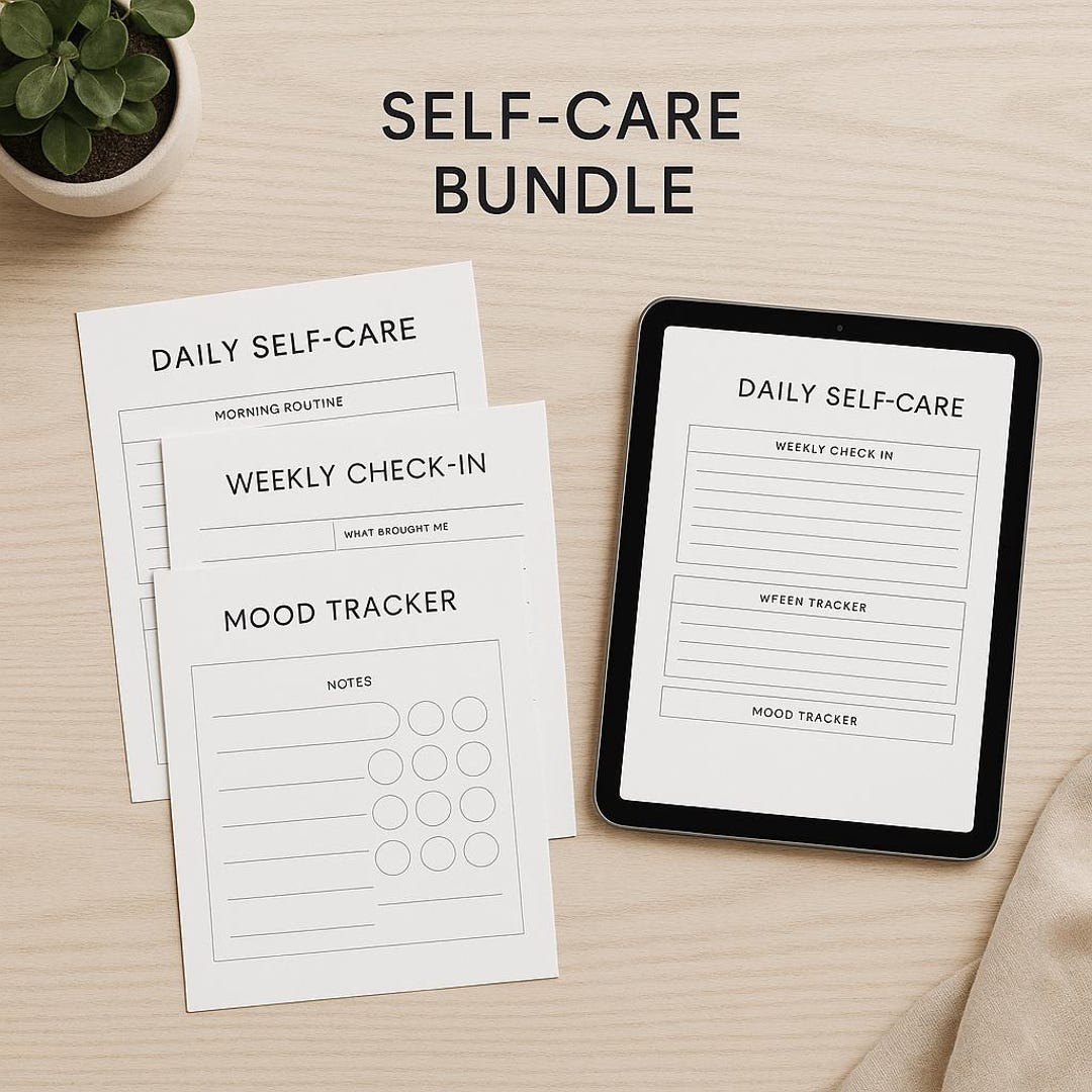 Self-care Planner Printable Bundle | Wellness Tracker, Gratitude ...