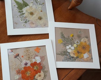 Pressed Flower art by Hululu Garden, Handmade Botanical Wall Decor