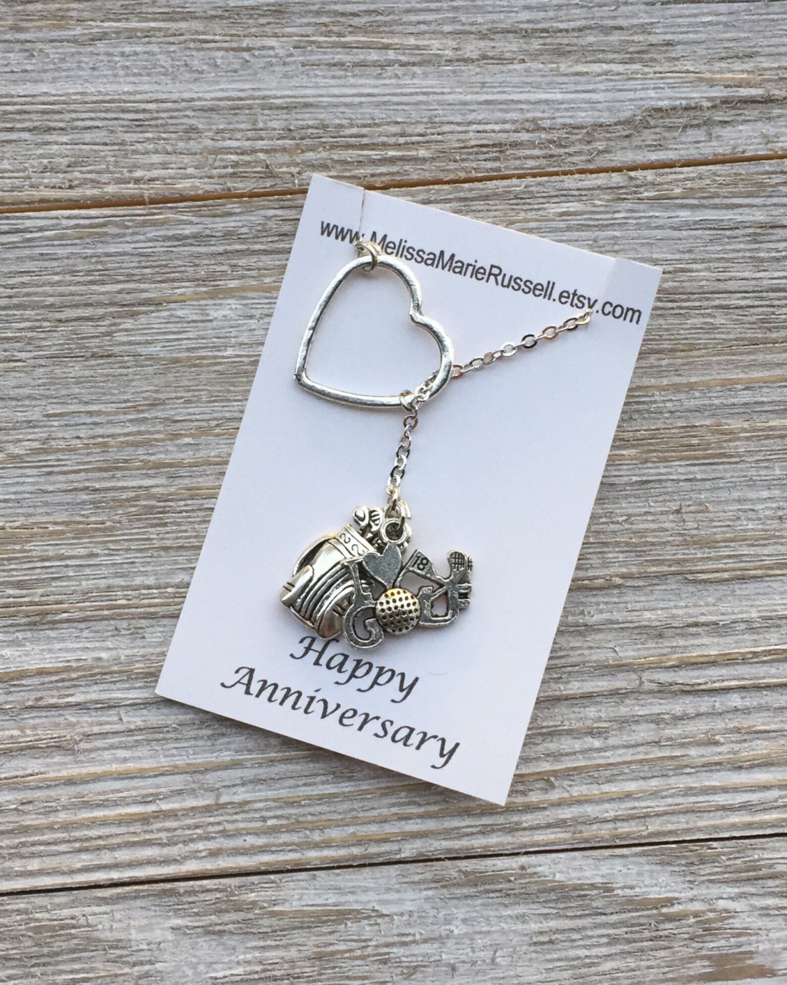 Golf Necklace With Heart Golf Ball and Golf Bag Handmade Etsy