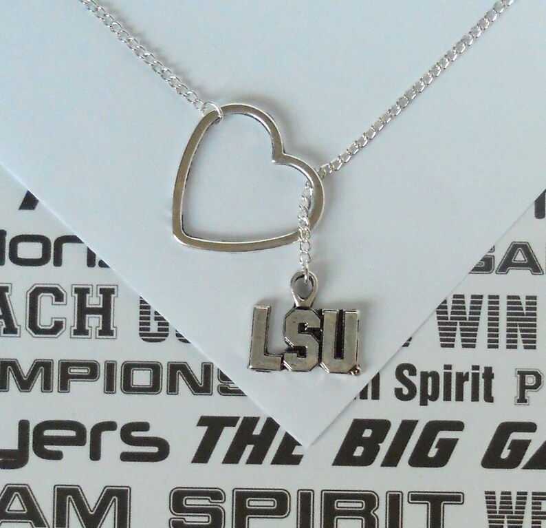 College Collegiate NCAA Silver Charm With Heart Lariat Etsy