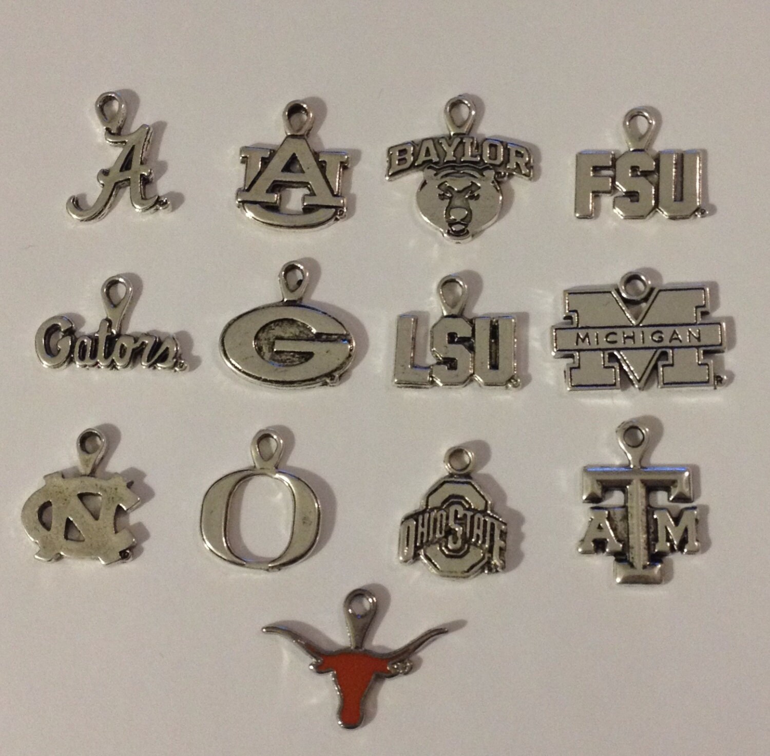 College collegiate NCAA silver charm with heart lariat Etsy