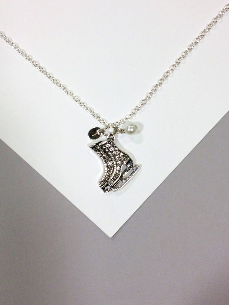 SALE Ice Skater Ice Skates Necklace With Rhinestones Etsy