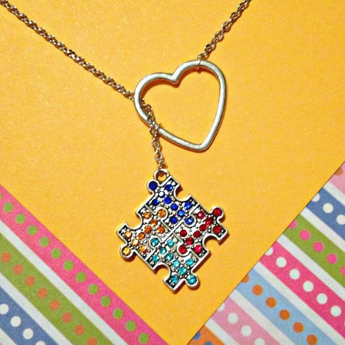 Autism Awareness Necklace Autism Jewelry Puzzle Piece Etsy