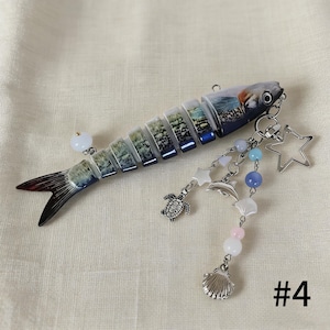 Llavero realista con forma de señuelo de pesca articulado, llavero con forma de pez articulado, adorno náutico para bolso, regalo para amantes de la pesca, accesorio para pescadores. #4