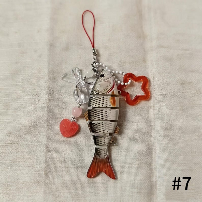 Llavero realista con forma de señuelo de pesca articulado, llavero con forma de pez articulado, adorno náutico para bolso, regalo para amantes de la pesca, accesorio para pescadores. #7