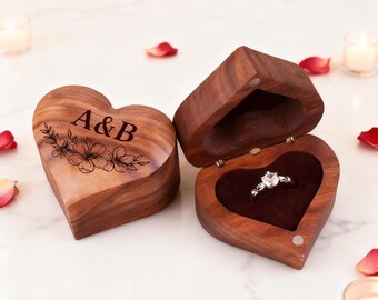 Custom Engraved Heart Box – Personalized Wooden Anniversary & Proposal Gift