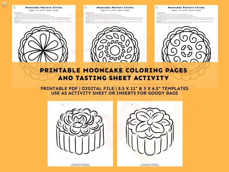 Mooncake Coloring & Tasting Activity Bundle: Mid-autumn Festival (PDF ...