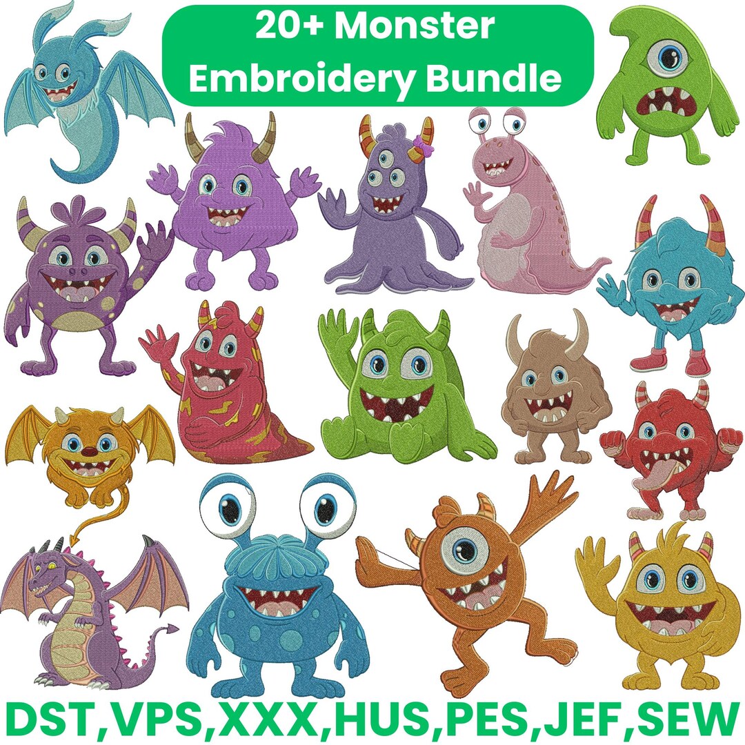 Monster Embroidery Pattern Monster Embroidery Design, Shocking, Ultimate, Epic, or Bizarre, Mini ...
