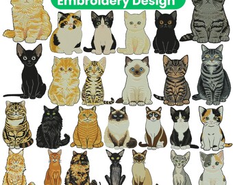 Lot de 50 motifs de broderie chatons, chat mignon et bébé chaton fichiers de broderie Machine dst pes jef vp3 sew xxx hus