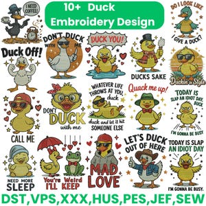 Sarcastic Duck Embroidery Design, Little Duck Embroidery, Grumpy Duck Embroidery, Machine Embroidery Designs