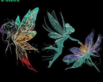 Fairy Embroidery Design Magical Fairy Embroidery Pattern Fantasy Winged Fairy Stitch Art Whimsical Floral Fairy Design For Jackets Decor