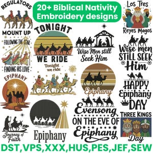 18 Biblical Nativity Embroidery Designs, Three Wise Men Embroidery Files, Reyes Magos Epiphany Christian Machine Embroidery Instant Download