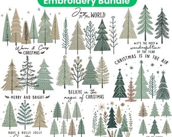 Christmas Tree embroidery design, Merry Christmas Embroidery, Coquette Bow embroidery, Machine Embroidery Design