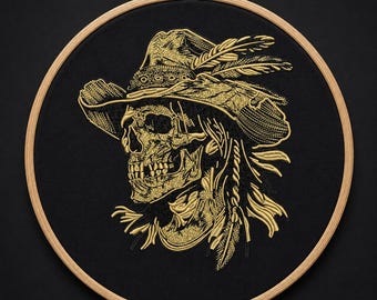 Skull Embroidery Design, Gothic Skull Machine Embroidery, Pirate Skull Digital Design, Skeleton Embroidery Pattern, Halloween Gift Design