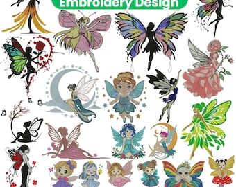 Fairy Embroidery Design, Cute Fairy Embroidery, Floral Fairy Series ...