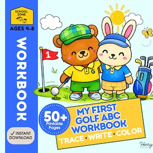 Golf ABC Workbook for Kids, Tracing Practice, Junior Golf Printable, Homeschool Worksheets (PDF Download)