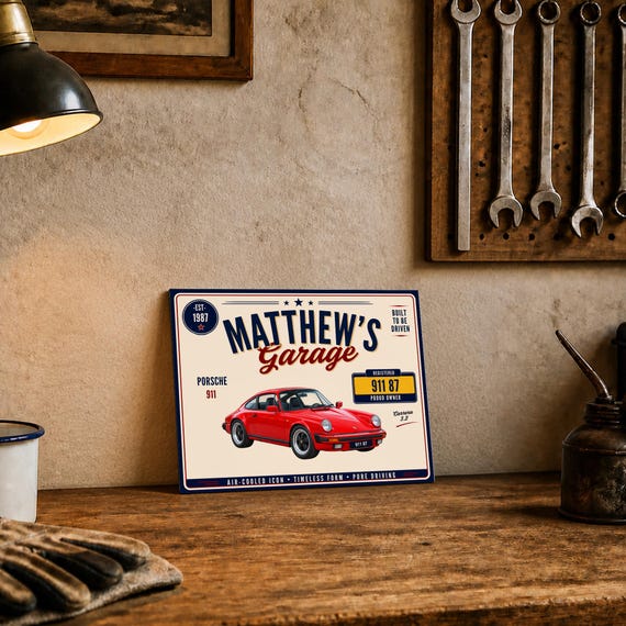 Personalised Porsche 911 Carrera 3.2 Garage Sign or Own Car