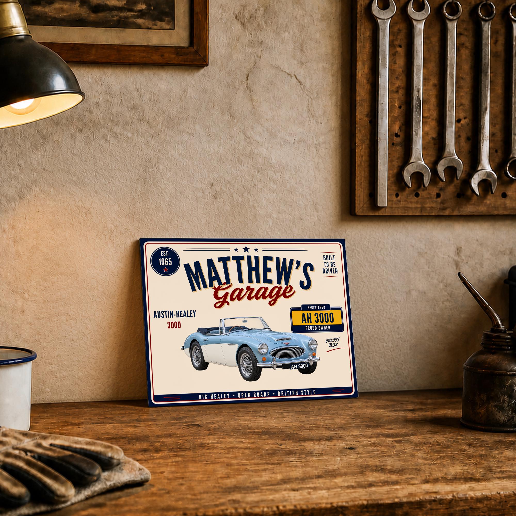 Personalised Austin-Healey 3000 MkIII BJ8 Garage Sign or Own Car