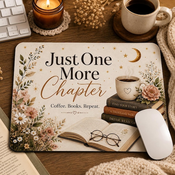 Just One More Chapter – Coffee Books Repeat Mouse Mat