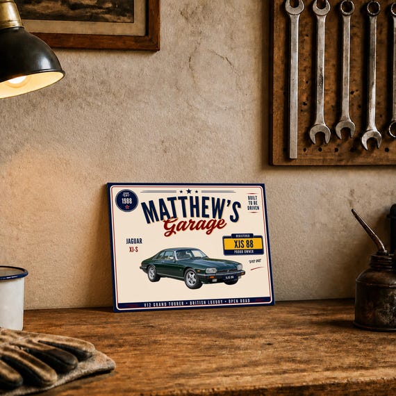Personalised Jaguar XJ-S HE V12 Garage Sign or Own Car