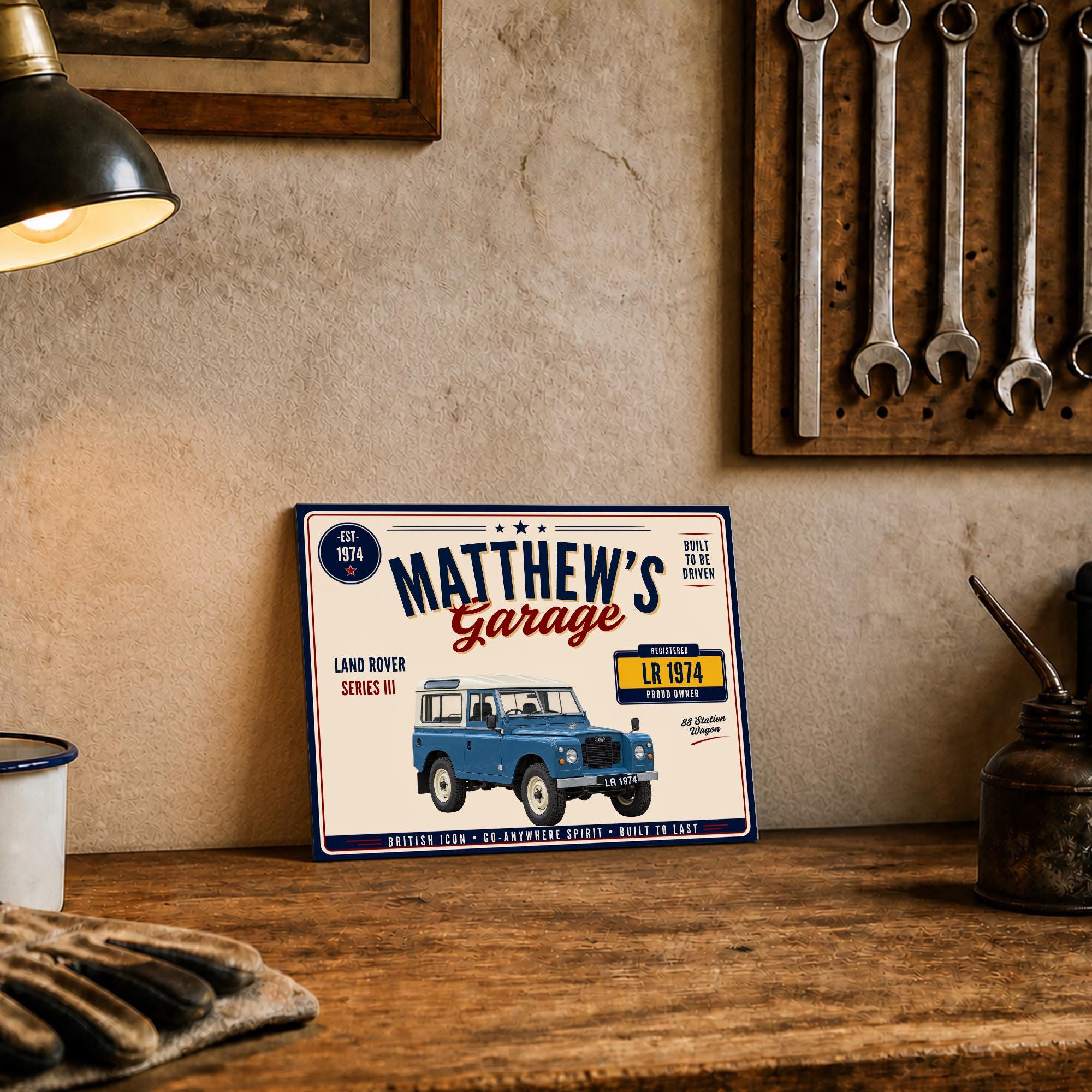 Personalised Land Rover Series III 88 Garage Sign or Own Car