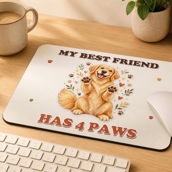 Golden Retriever Mouse Mat: My Best Friend Has 4 Paws