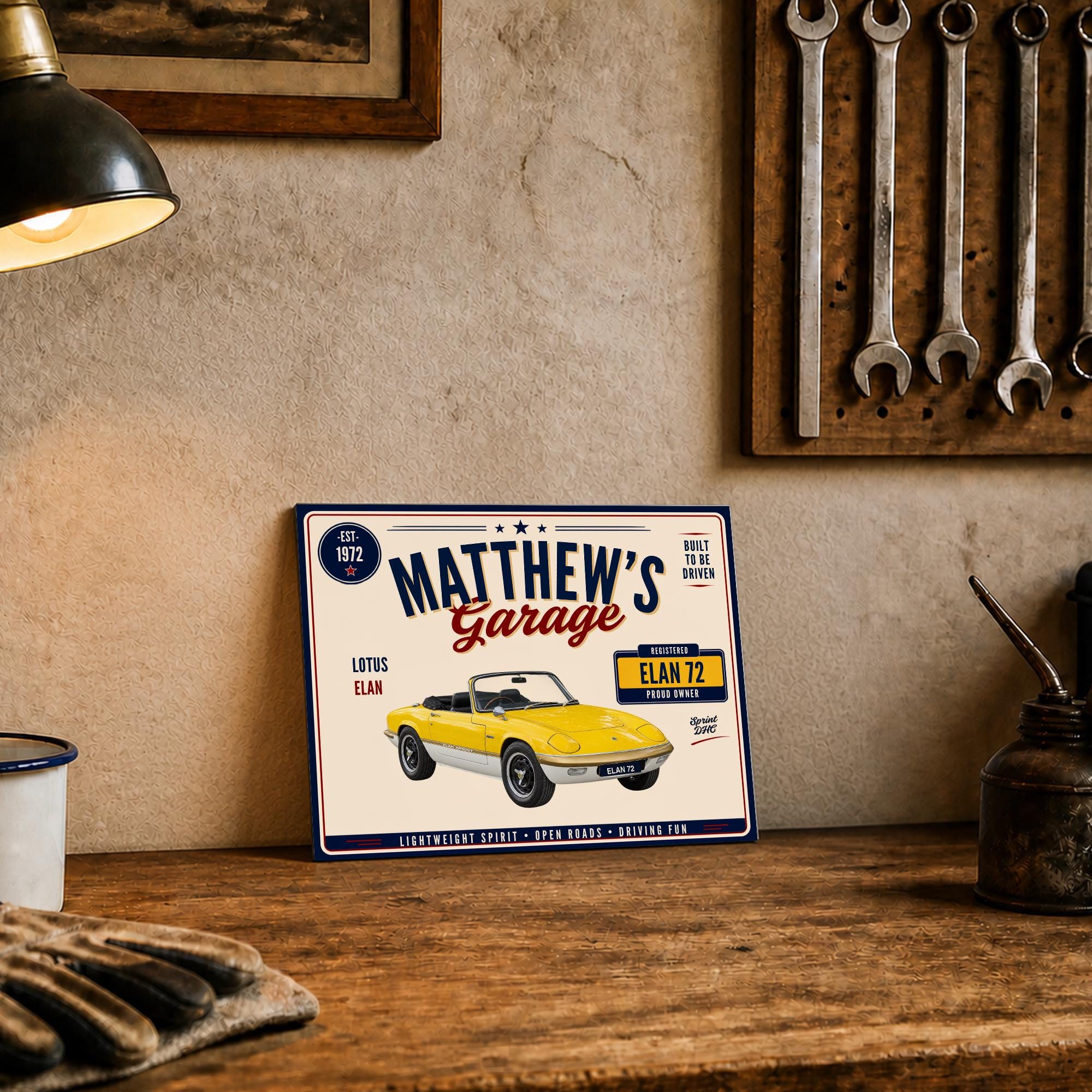 Personalised Lotus Elan Sprint DHC Garage Sign or Own Car