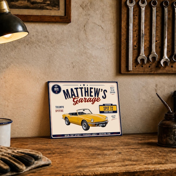 Personalised Triumph Spitfire MkIV Garage Sign or Own Car