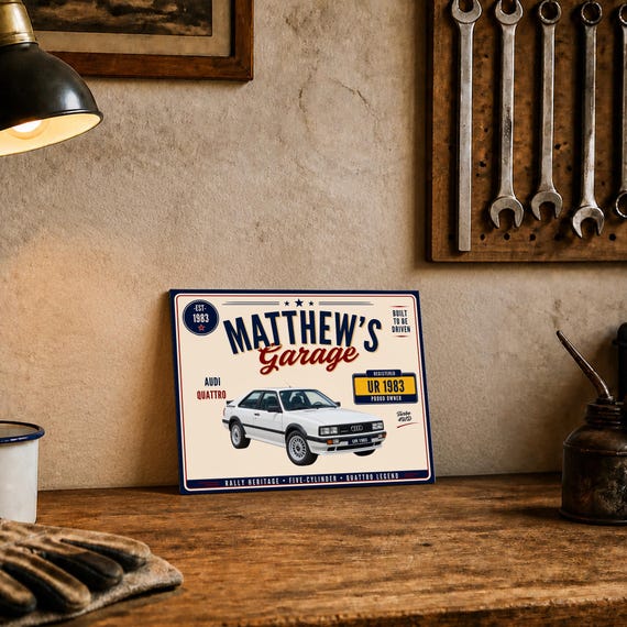 Personalised Audi Ur-Quattro Turbo Garage Sign or Own Car