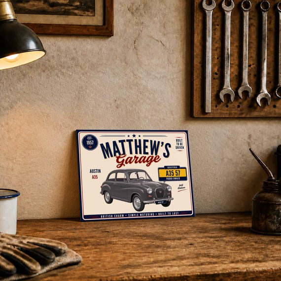 Personalised Austin A35 Saloon Garage Sign or Own Car