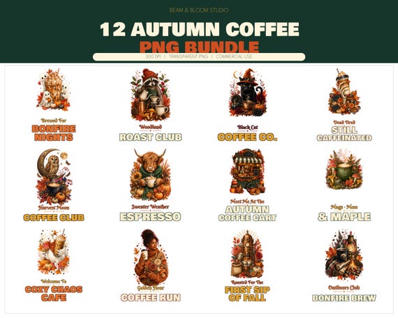 Autumn Coffee PNG Bundle