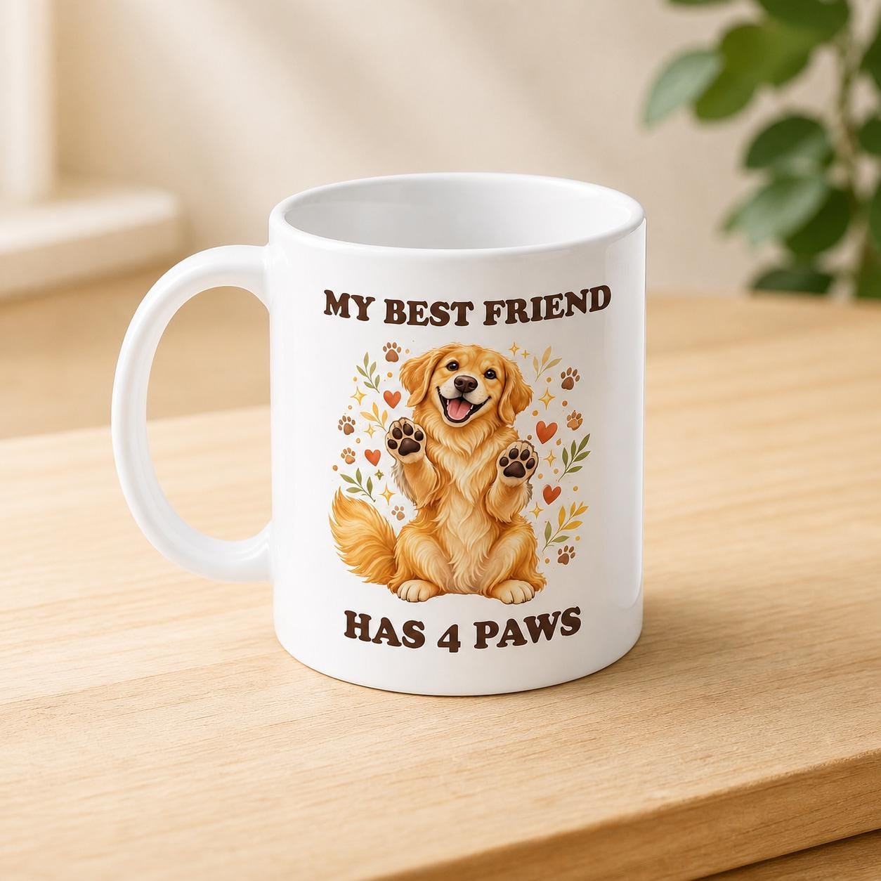 Golden Retriever Ceramic Mug: My Best Friend Has 4 Paws