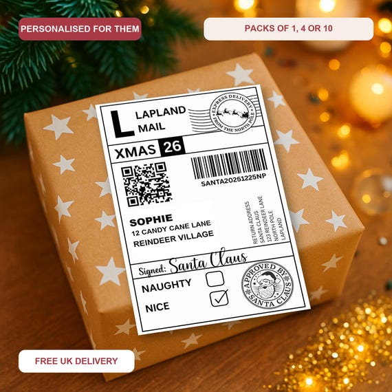 Personalised Christmas Postage Labels