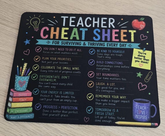 Teacher Cheat Sheet Mouse Mat