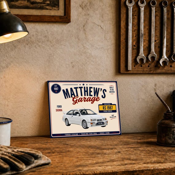 Personalised Ford Sierra RS Cosworth Garage Sign or Own Car