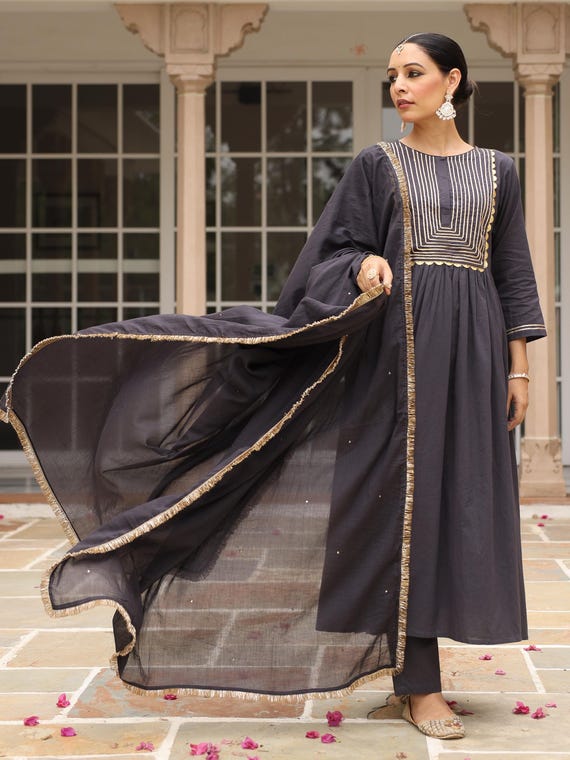 black cotton anarkali dress Amazon.com: The Red Lion Enterprise Women's Long Anarkali Gown with Embroidered Dupatta Perfect for Weddings & Festive wear (US, Alpha, Small, Regular, Regular, Black) : Clothing, Shoes & Jewelry