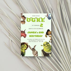 Shrek Birthday Invitation, little ogre: Editable Canva Template