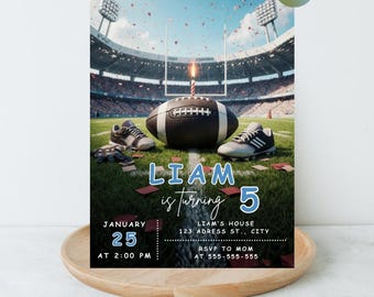 Editable American Soccer Party Invitation, Boy Birthday Party, Digital Canva Template