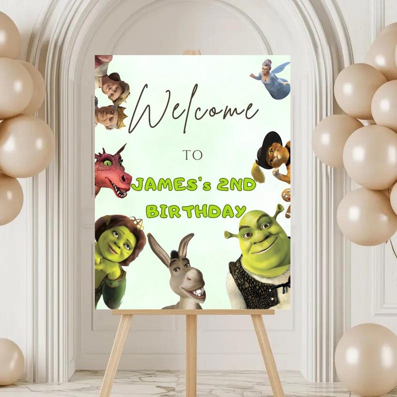 Shrek Prom Sign Shrek Birthday Welcome Sign Template, Editable Canva Template - Etsy