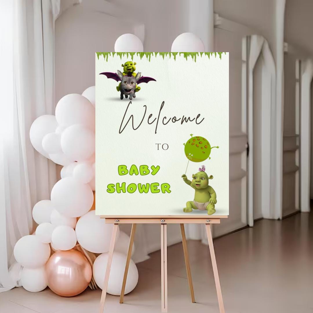 Shrek Prom Sign Shrek Baby Shower Welcome Sign Template, Editable Canva Template - Etsy