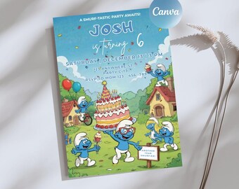 Kit Décoration Anniversaire Schtroumpfs 85 Pièces - Inclut Assiettes, Gobelets, Ballons, Nappe, Serviettes, Décorations - Pour 10 Enfants - 6
