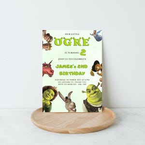 Shrek Birthday Invitation, little ogre: Editable Canva Template