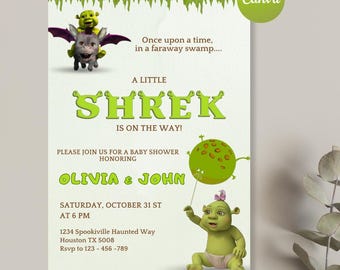Shrek Baby Shower Invitation: Editable Canva Template (5x7 inch) (Digital Download)