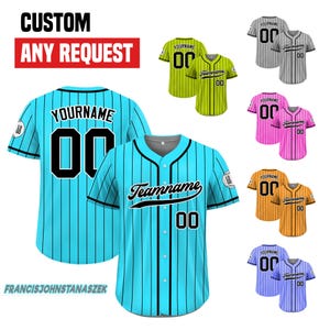 Custom Pinstripe Baseball Jersey, Personalized Team Name & Number Jersey, Custom Baseball Jersey, Uniform for Men Women Kids
