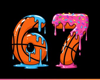 Basketbal 67 Six Seven Funny Gen Alpha Meme Drip png. Kinderen Six Seven png-ontwerp downloaden.