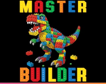 Brick Builder PNG, Funny Building Blocks Design, Master Builder PNG Digital download.