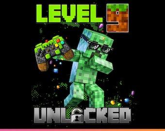 Jugador de nivel 9 desbloqueado PNG, regalo de cumpleaños (descarga digital)