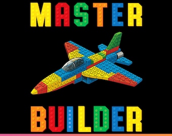 Brick Builder PNG, Funny Building Blocks Design, Master Builder PNG Digital download.