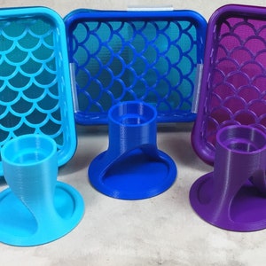 Mermaid tidy towel case and glue stand combo, 3D printed storage, rubber stamper gift image 5