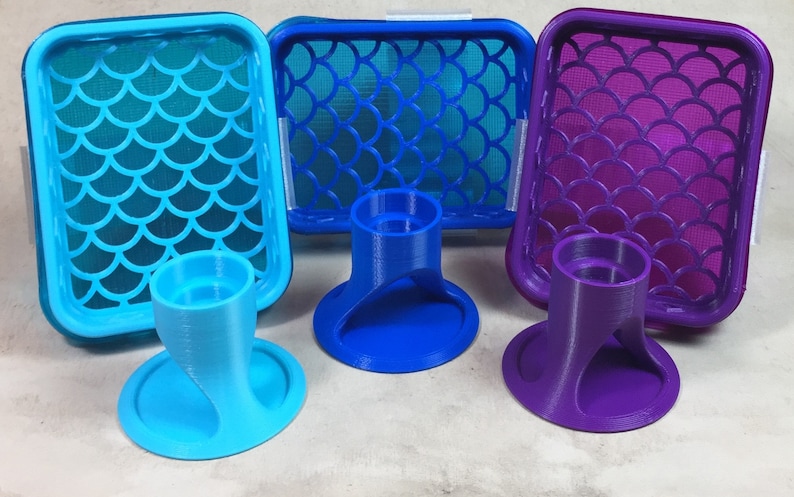 Mermaid tidy towel case and glue stand combo, 3D printed storage, rubber stamper gift image 5